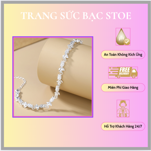 Lắc tay bạc nữ hình chim nhạn và hoa hồng - Hình ảnh 3