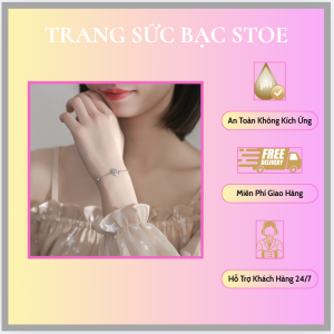 Lắc tay bạc nữ đính đá CZ hình bông hoa hồng