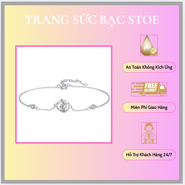 Lắc tay bạc nữ đính đá CZ hình bông hoa hồng - Hình ảnh 2
