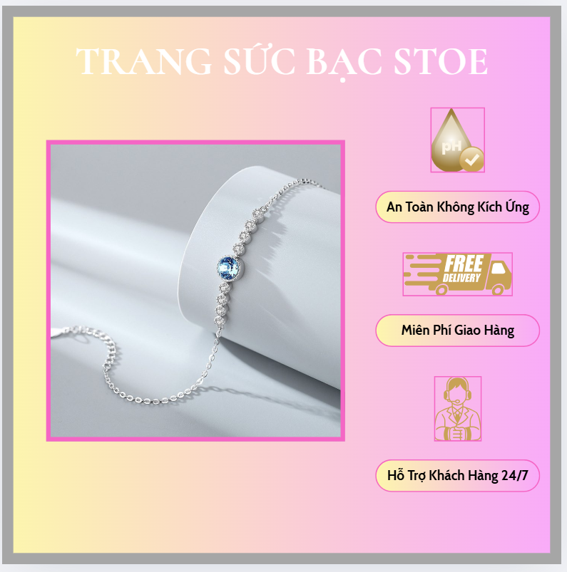 Lắc tay bạc nữ đính pha lê Swarovski trái tim của biển - Hình ảnh 2