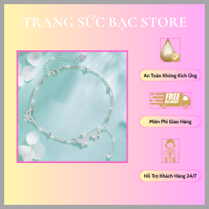 Lắc chân bạc đôi cánh bướm kép sang trọng
