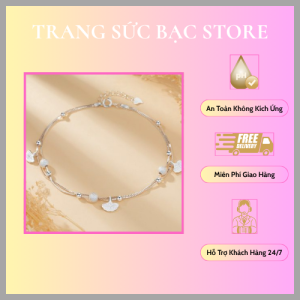 Lắc chân bạc hai tầng Lá Bạch Quả (Ginkgo) độc đáo