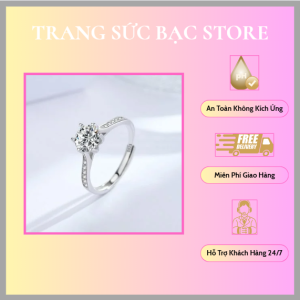 Nhẫn bạc cá tính cho nữ đính đá cao cấp