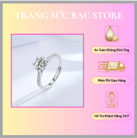 Nhẫn bạc cá tính cho nữ đính đá cao cấp
