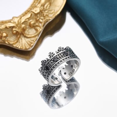 Nhẫn bạc nam đính đá CZ hình vương miện Romeo - Hình ảnh 2