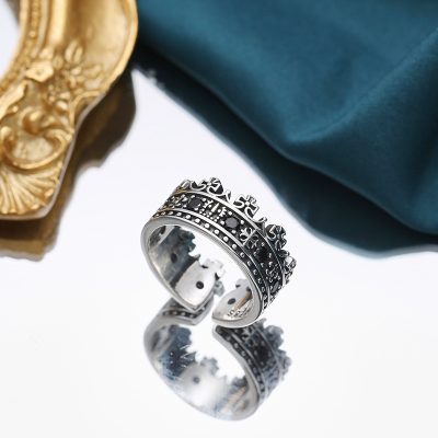 Nhẫn bạc nam đính đá CZ hình vương miện Romeo - Hình ảnh 4