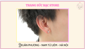 Khuyên tai bạc nam đính đá cá tính