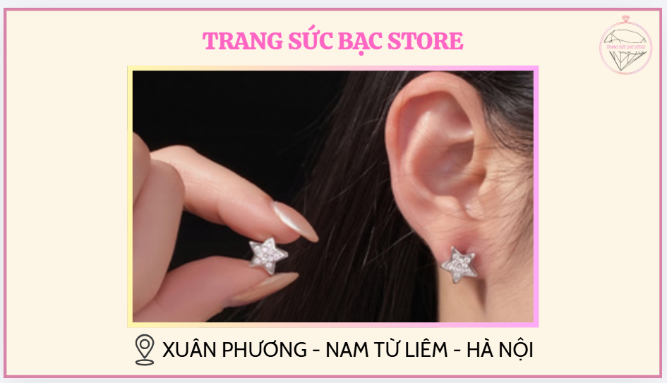 Bông tai bạc nữ xỏ lỗ